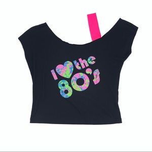 Retro 80’s Off Shoulder Cropped Graphic Tee